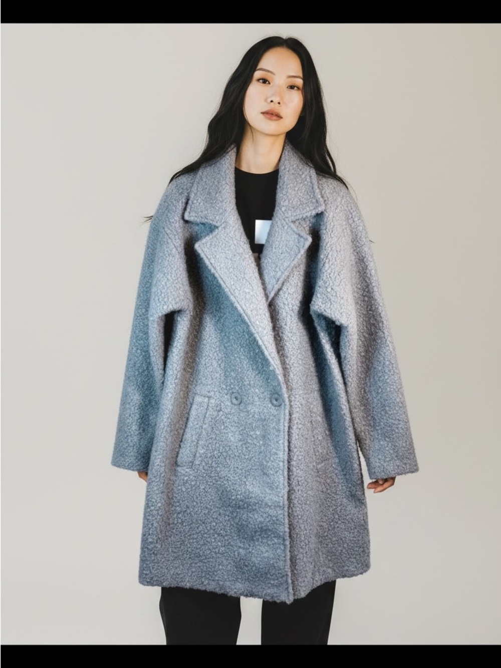 WREN Women’s Grey Curly Sherpa Coat Size Medium NWT